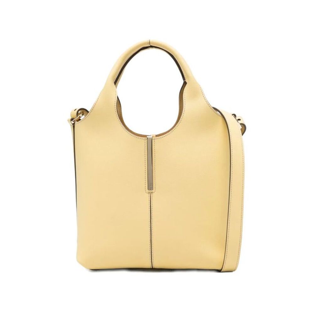 Tod's Pale Yellow Leather Shoulder Tote